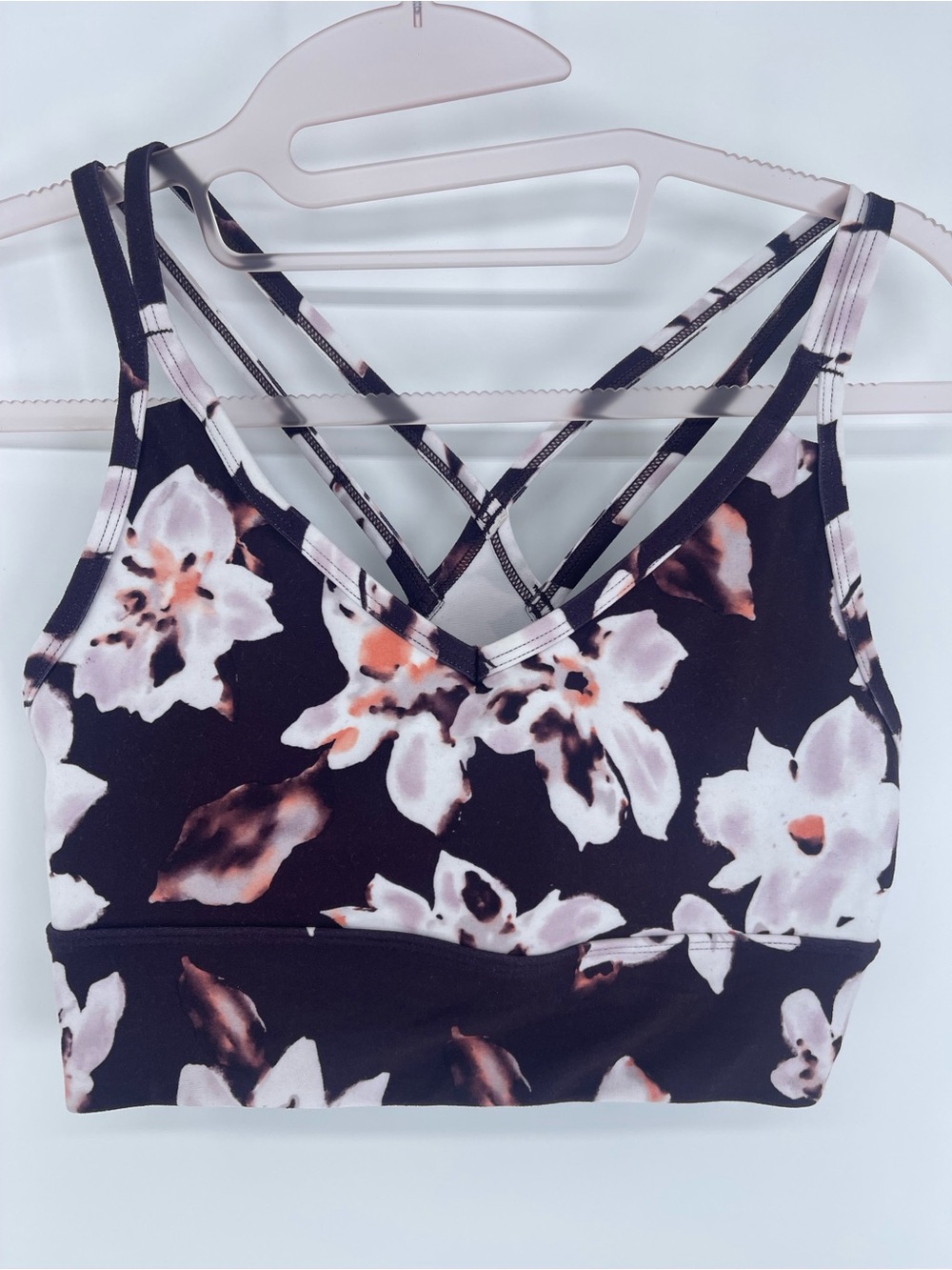 all in motion Floral Strappy Sports Bralette - Brown/burgundy & Pink
